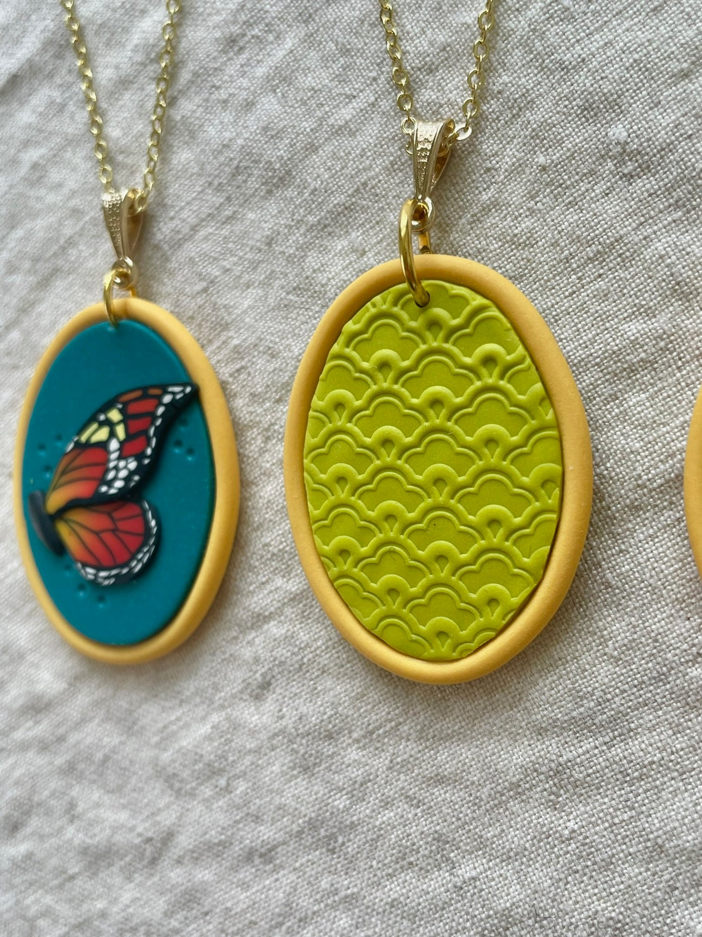 Monarch Butterfly Clay Pendant necklace