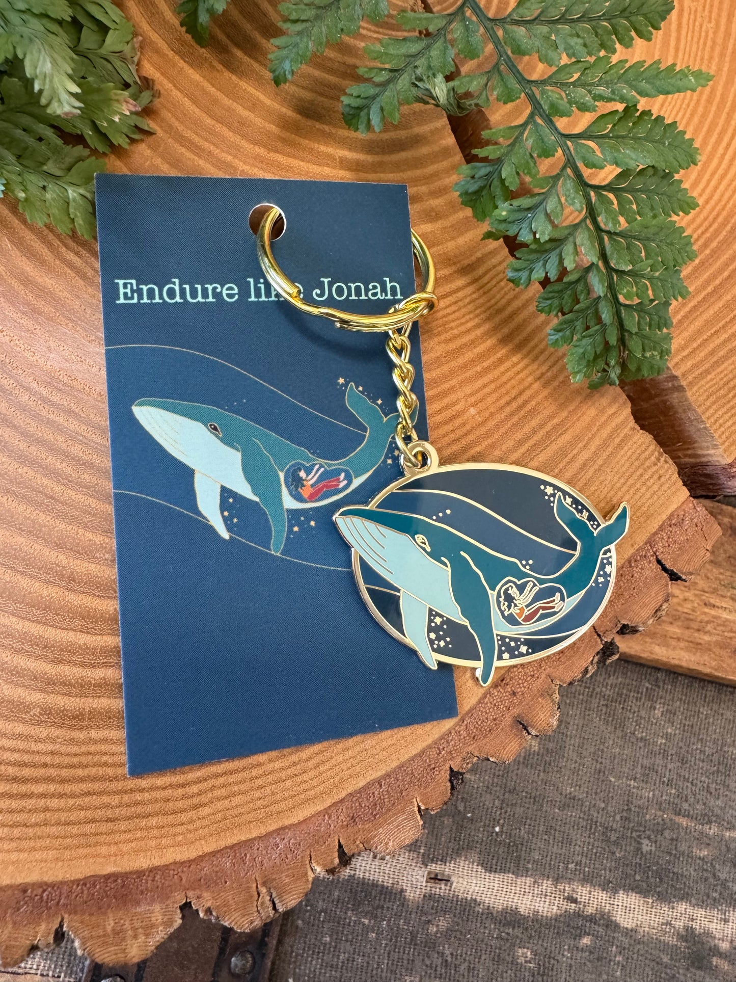 Endure like Jonah- Whale Keychain & postcard Illustration