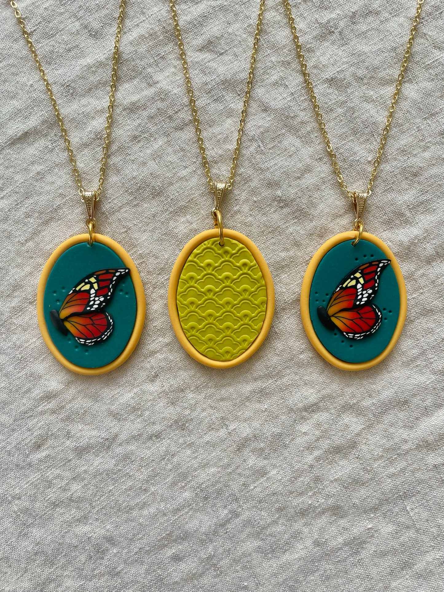Monarch Butterfly Clay Pendant necklace