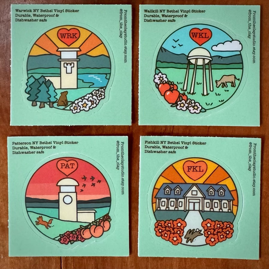 NY Bethel Warwick, Patterson, Wallkill, Fishkill - Vinyl Waterproof Stickers