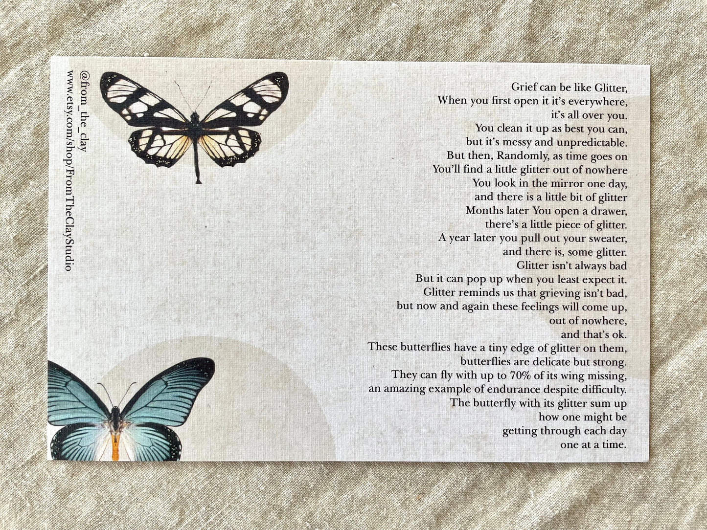 Monarch Grief Butterfly Keyring & postcard