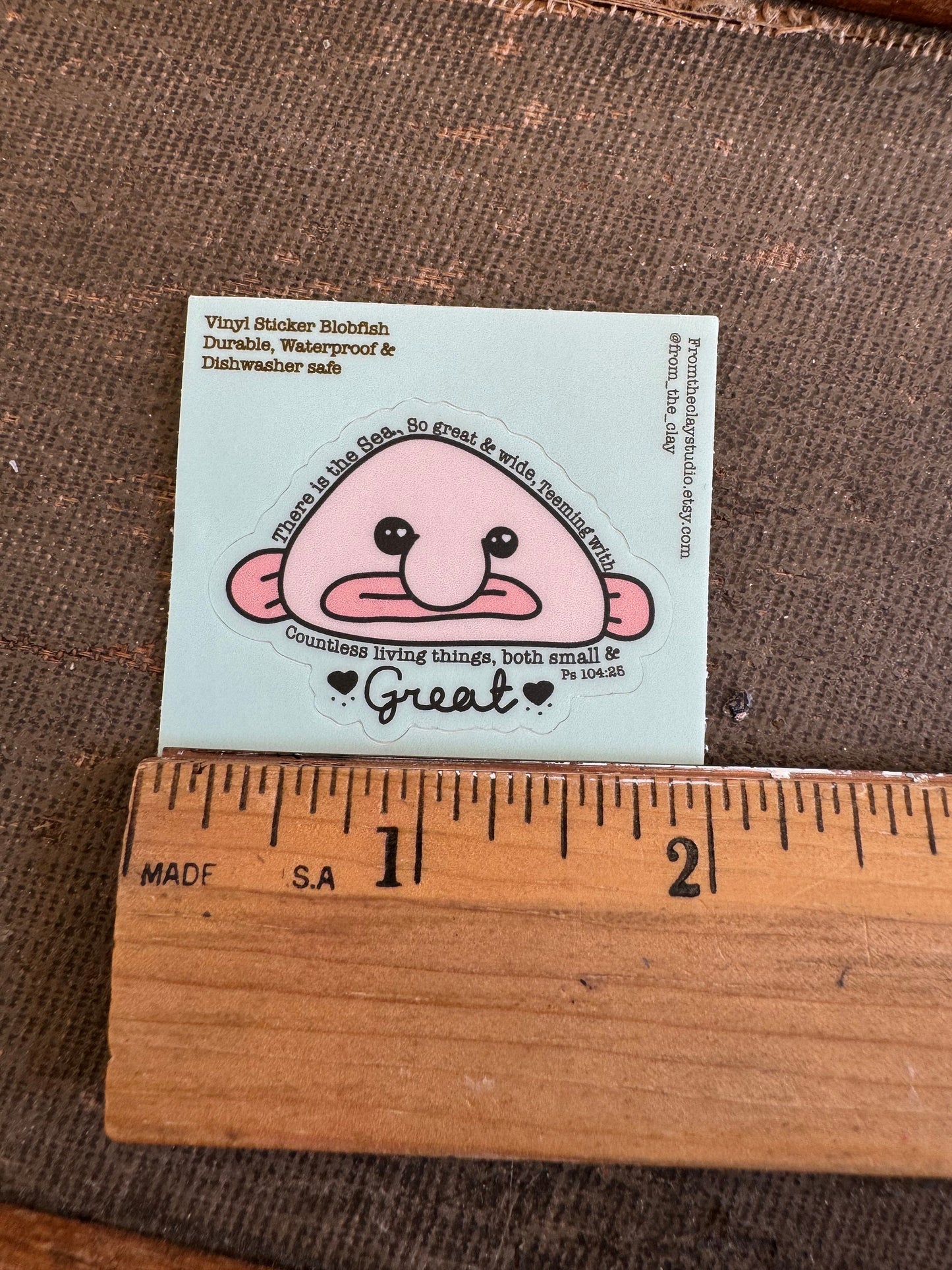 Blobfish! Waterproof Vinyl Sticker- Worlds Ugliest Creature & Fish. Creation Scripture