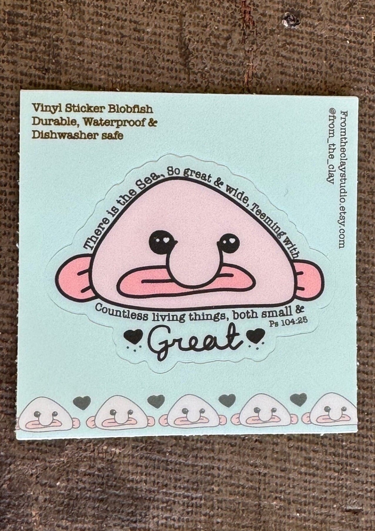 Blobfish! Waterproof Vinyl Sticker- Worlds Ugliest Creature & Fish. Creation Scripture