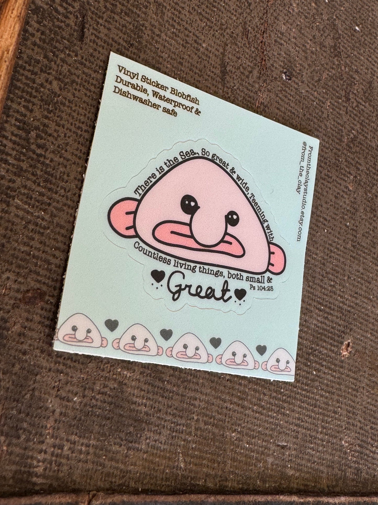 Blobfish! Waterproof Vinyl Sticker- Worlds Ugliest Creature & Fish. Creation Scripture