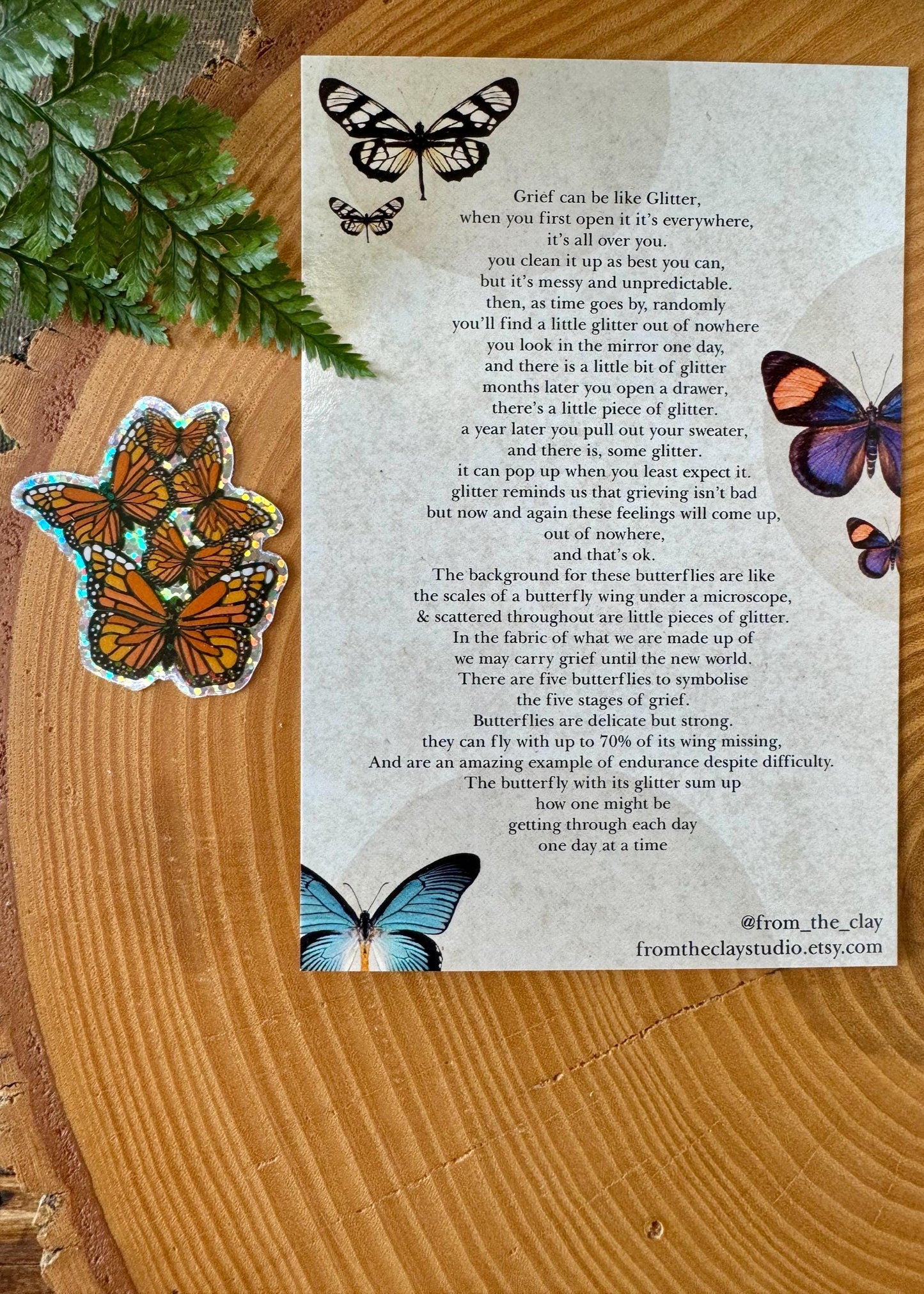 5 Stages of Grief Butterfly Sticker & Card