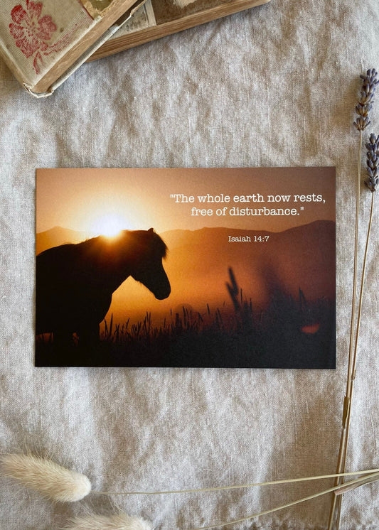 “The Earth Now Rests” Isaiah 14:7 Postcard & Envelope