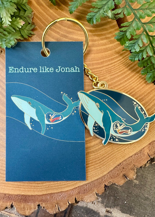 Endure like Jonah- Whale Keychain & postcard Illustration