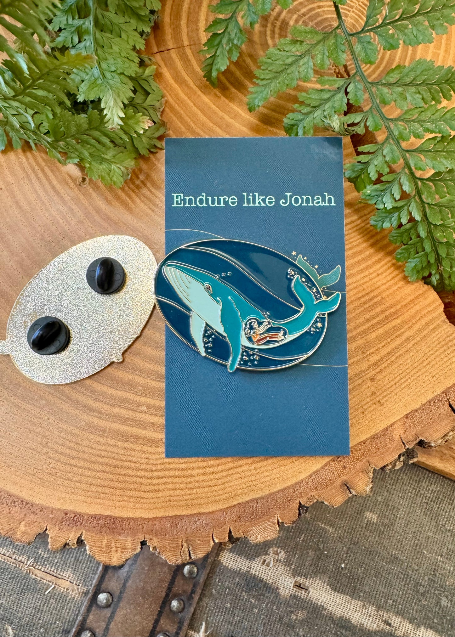 Endure like Jonah- Whale Pin & postcard Illustration