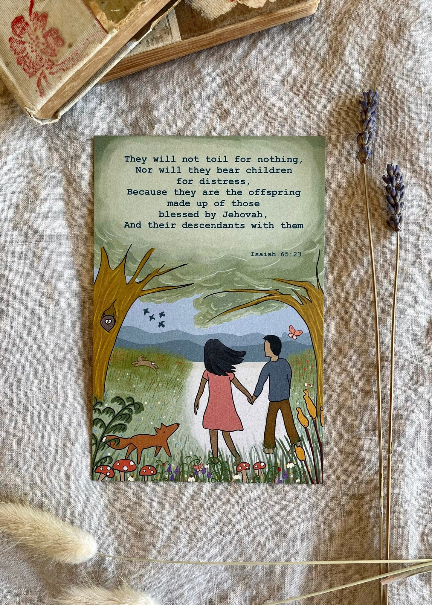 Isaiah 65:23 “Blessed by Jehovah” - Postcard & Envelope