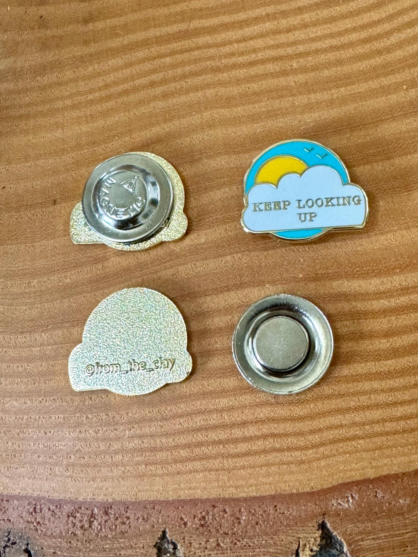 Keep looking up Pin or Magnet